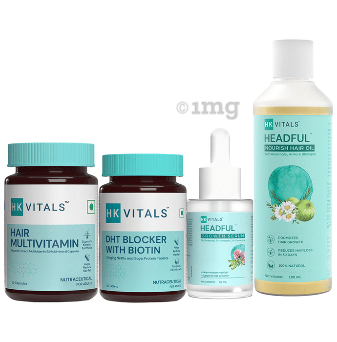 HealthKart HeathKart HK Vitals Hairfall Solution Kit Stage 2 | Hair Multivitamin, Hair Growth+ Serum, DHT Blocker with Biotin & Hair Oil