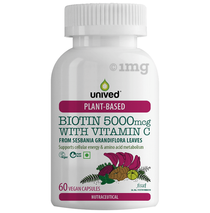 Unived Plant-Based Biotin 5000mcg with Vitamin C Vegan Capsule
