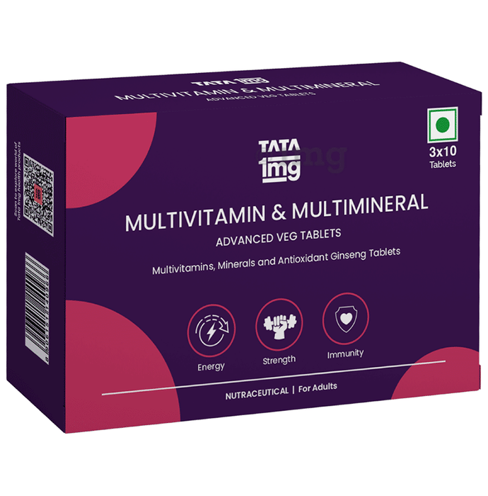Tata 1mg Multivitamin Veg Tablet with Multimineral for Immunity, Energy and Daily Wellbeing (10 Tablet Each)