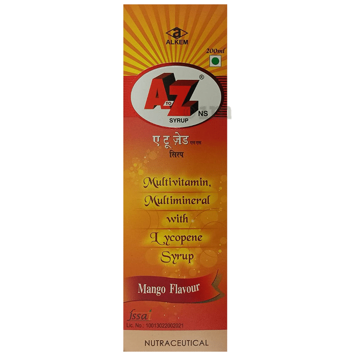 A to Z Multivitamin Syrup for Kids & Adults – Lysine & Vitamin C for Growth, Immunity & Energy | Flavor Mango