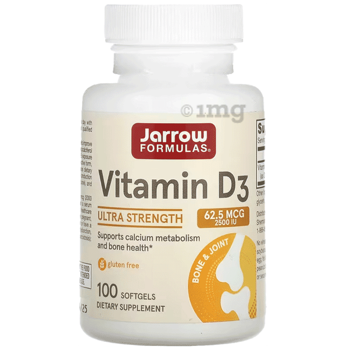 Jarrow Formulas Vitamin D3 2500IU Softgel | Supports Calcium Metabolism, Bone Health & Immunity
