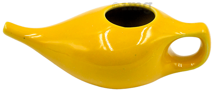 Sarveda Ceramic Jala Neti Pot for Nasal Cleansing Yellow