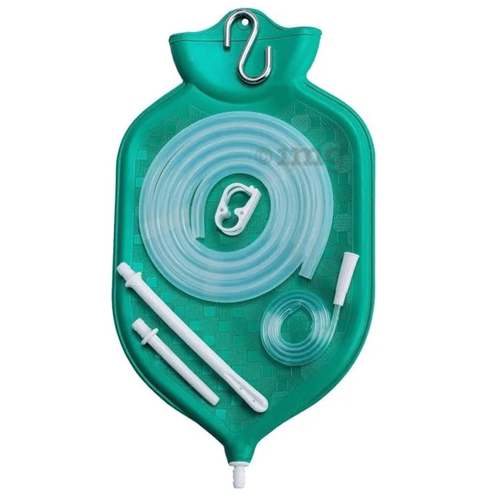 HealthAndYoga Enema Bag Kit (2 Ltr.)  with 10 Tips Green