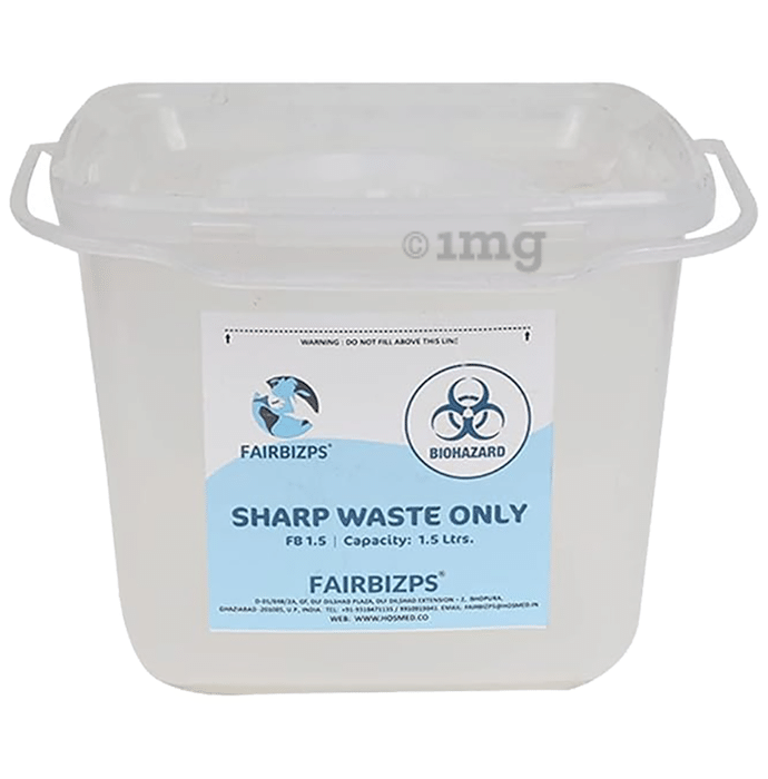 Fairbizps Bio-Medical Sharps Container Waste Box 1.5 Ltr Capacity