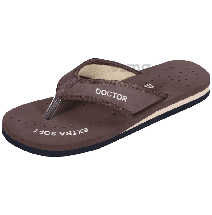 Doctor Extra Soft D 22 Diabetic Pregnancy Non Slip Lightweight Comfortable Slippers for Women Brown 8