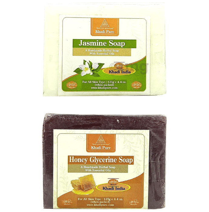 Khadi Pure Combo Pack of Jasmine Soap & Honey Glycerine Soap (125gm