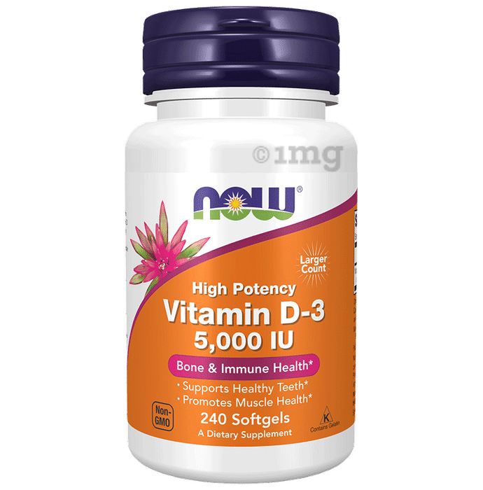 Now Vitamin D3 (Cholecalciferol) 5000IU | Softgel for Strong Bones & Immunity