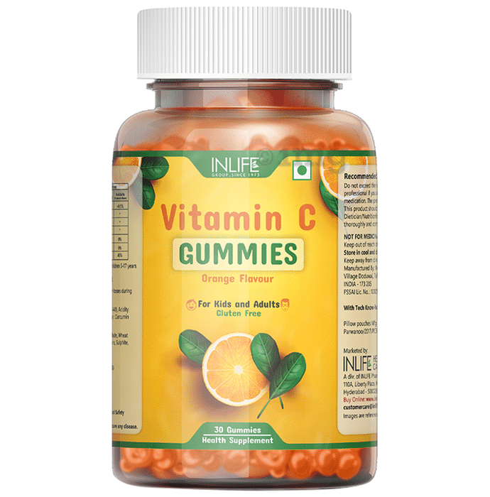 Inlife Vitamin C Gummies Orange Gluten Free