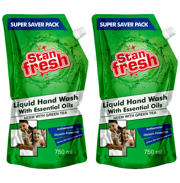 Stanfresh Liquid Handwash with Essential Oil (750ml Each) Neem with Green Tea
