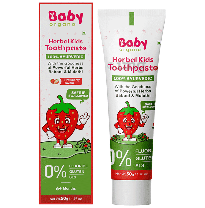 Baby Organo Herbal Kids Toothpaste Strawberry Babool & Mulethi