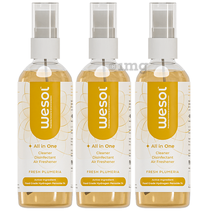 Wesol Food Grade Hydrogen Peroxide 1% All In One Multi Surface Cleaner Liquid, Disinfectant and Air Freshner (100ml Each) Fresh Plumeria