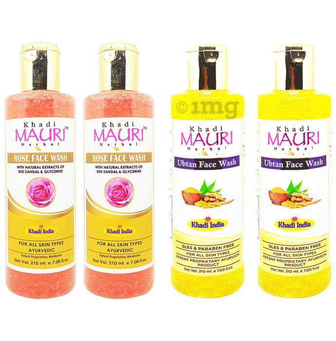 Khadi Mauri Herbal Combo Pack Rose & Ubtan Face Wash(210ml Each)