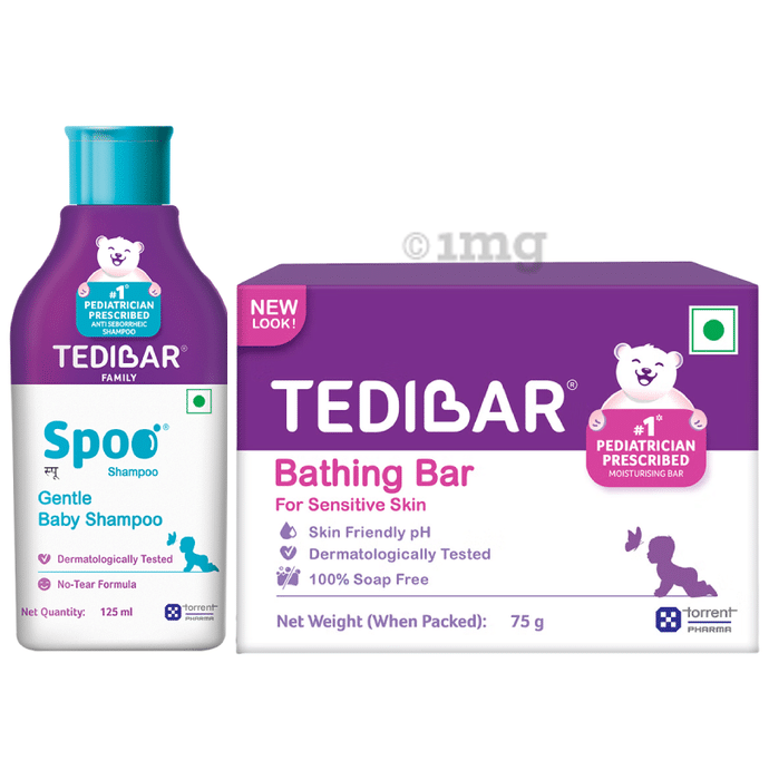 Combo Pack of Tedibar Bathing Bar (75gm) & Spoo Gentle Baby Shampoo (125ml)