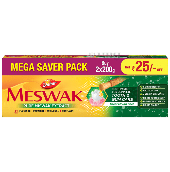 Dabur Meswak Toothpaste |Complete Oral & Gum Care Paste |Contains Miswak |Fluoride Free