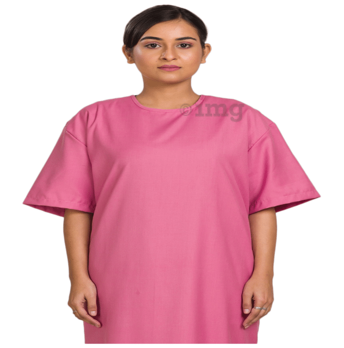 Agarwals Patient Gown Half Sleeves Back Open Universal Pink