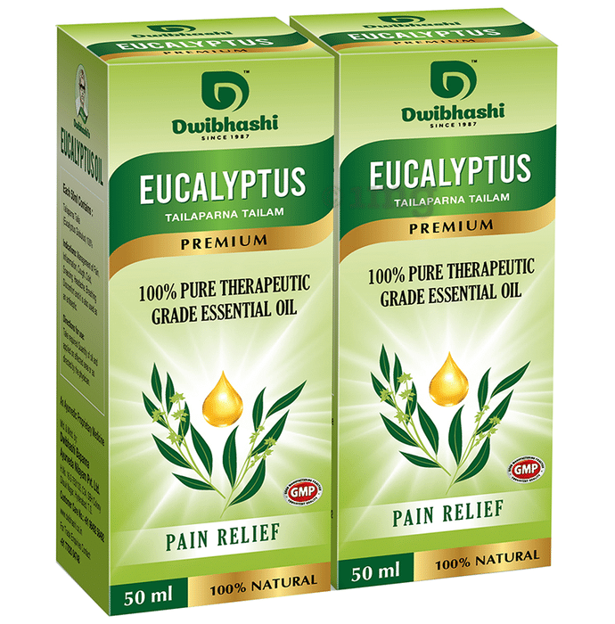 Dwibhashi Eucalyptus Tailaparna Tailam 100% Pure Therapeutic Grade Essential Oil (50ml Each)