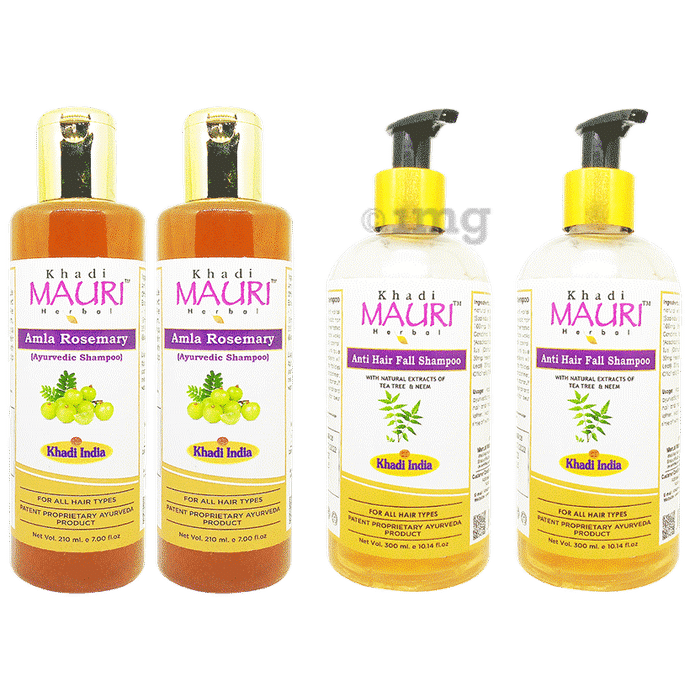 Khadi Mauri Herbal Combo Pack of Amla Rosemary & Anti Hair Fall Shampoo(210ml Each)