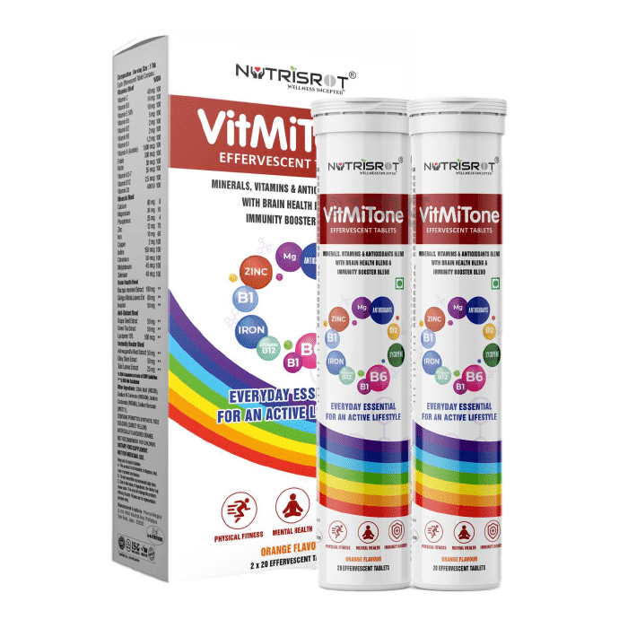 Nutrisrot VitMiTone Multivitamin Effervescent Tablet with Vitamins, Minerals and Antioxidants Orange