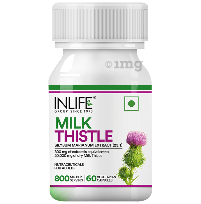 Inlife Milk Thistle Extract 800mg Vegetarian Capsule| 80% Silymarin Liver Support Supplement