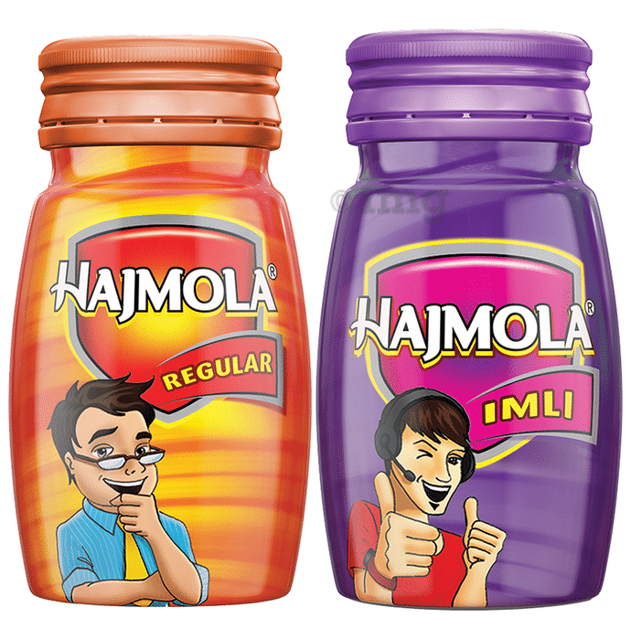 Dabur Combo Pack of Hajmola Imli & Regular Flavour Tablet (120 Each)