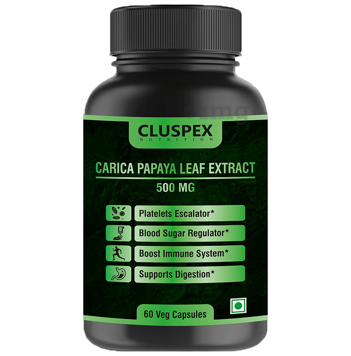 Cluspex Nutrition Carica Papaya Leaf Extract 500mg Veg Capsule