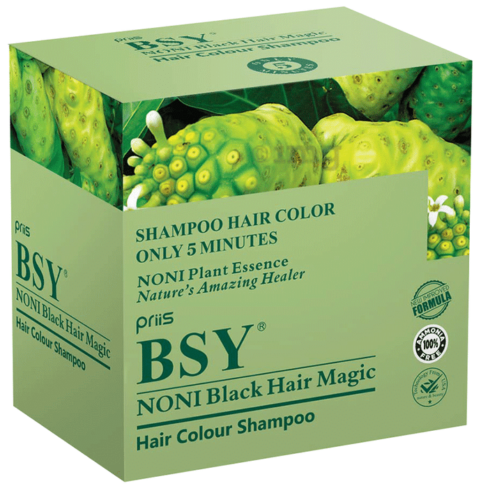 BSY Noni Black Hair Magic Hair Color Shampoo Sachet (12ml Each)