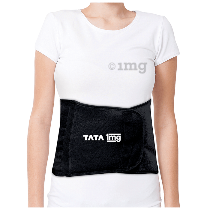 Tata 1mg Abdominal Belt Black, Abdominal Support for post Delivery, Slimming Waist, and Lower Back Pain