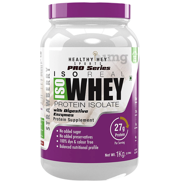 HealthyHey Sports Pro Series ISO Real Whey Protein Isolate Powder Strawberry