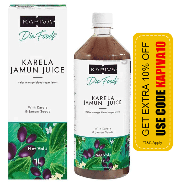 Kapiva Karela Jamun Juice | Helps Manage Blood Sugar Levels (1 Ltr Each)