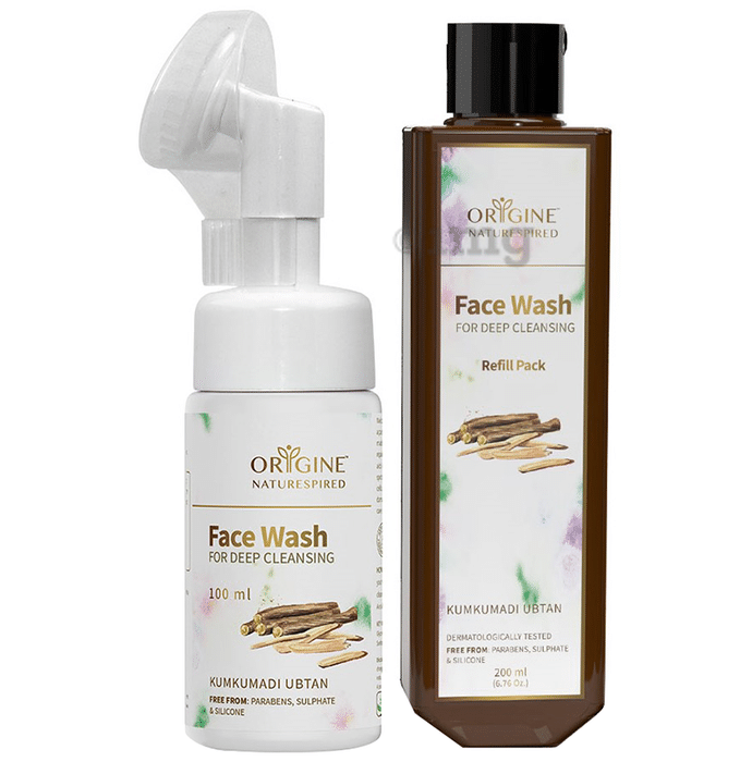 Origine Naturespired Face Wash 100ml with Refill Pack 200ml for Deep Cleansing