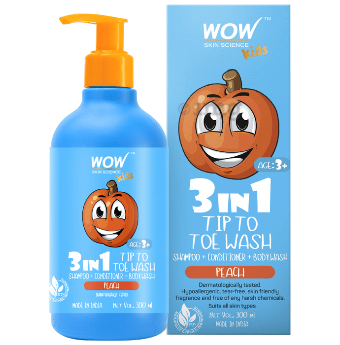 WOW Skin Science Kids 3 in 1 Tip to Toe Wash Peach