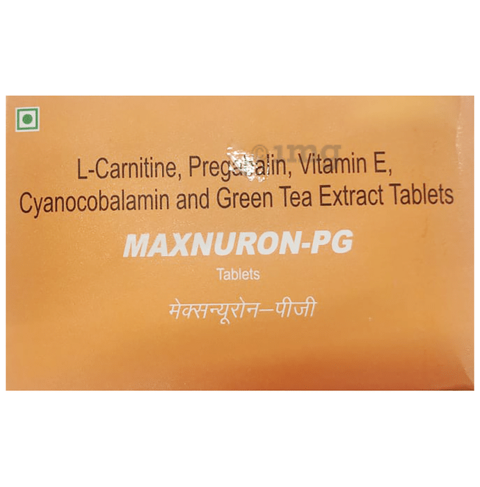 Maxnuron-PG Tablet with L-Carnitine, Pregabalin, Vitamin E, Cyanocobalamin & Green Tea Extract