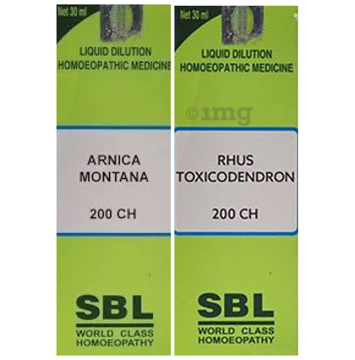 Combo Pack of SBL Arnica Montana Dilution 200 CH & SBL Rhus Toxicodendron Dilution 200 CH (30ml Each)