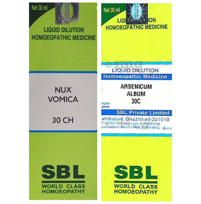 Combo Pack of SBL Arsenicum Album Dilution 30 CH & SBL Nux Vomica Dilution 30 CH (30ml Each)
