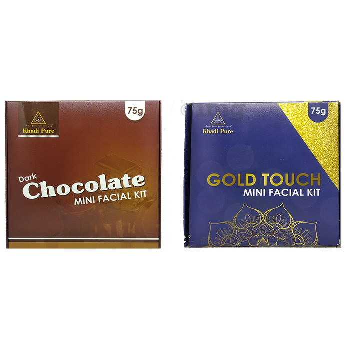 Khadi Pure Combo Pack of Dark Chocolate Mini Facial Kit & Gold Touch Mini Facial Kit (75gm Each)
