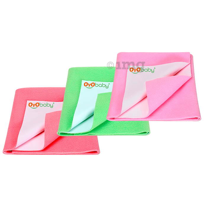 Oyo Baby Anti-Pilling Fleece Extra Absorbent Instant Dry Sheet Medium Salmon Rose, Pink, Light Green