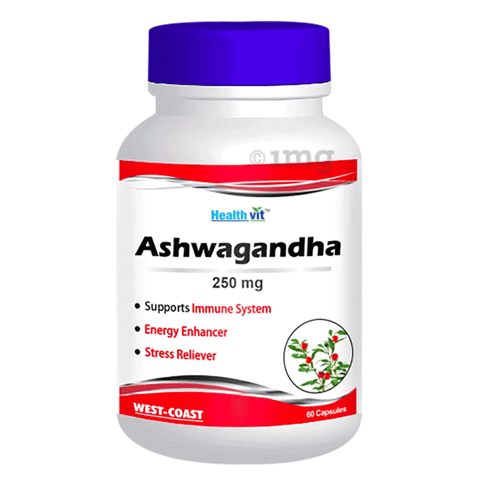HealthVit Pure Ashwagandha Root Powder 250mg Capsule