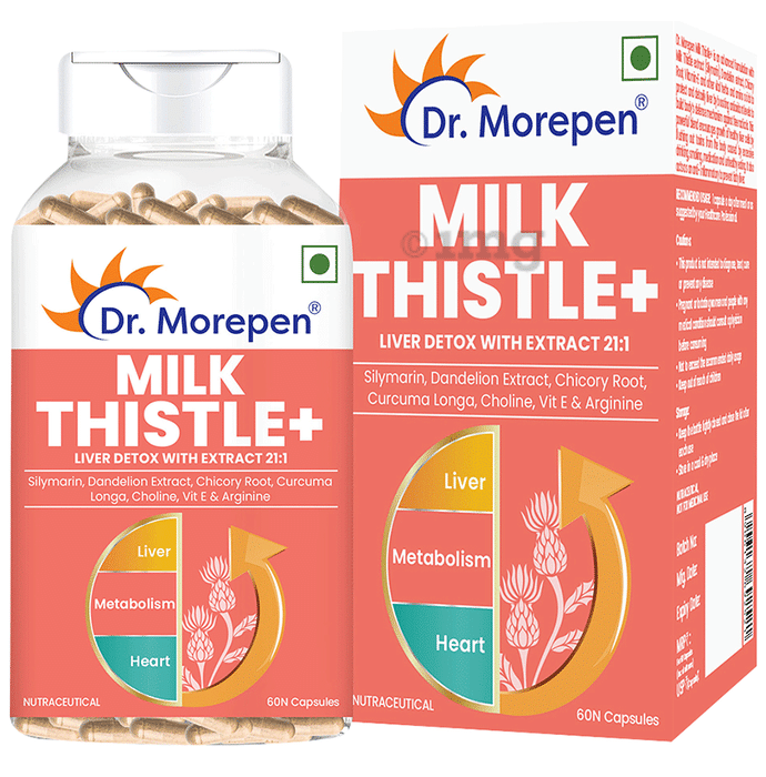 Dr. Morepen Milk Thistle+ | With Silymarin for Liver Health & Digestion | Capsule