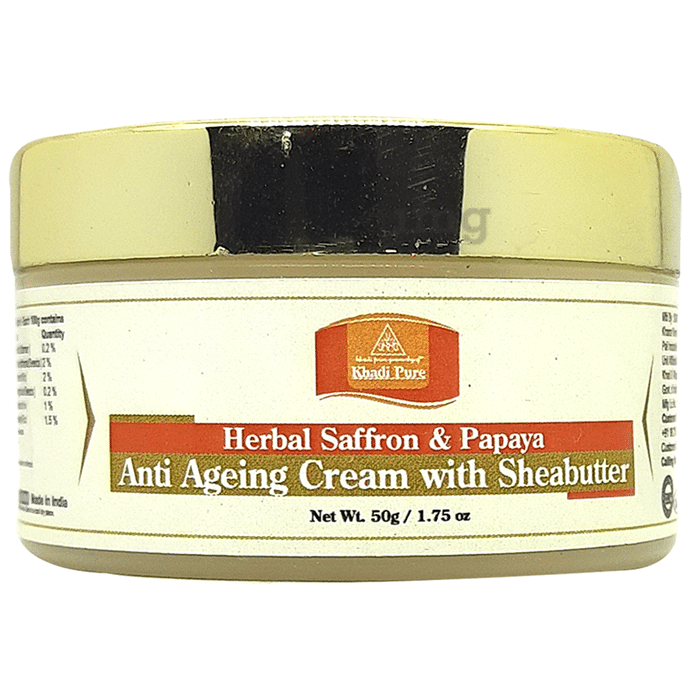Khadi Pure Herbal Saffron & Papaya Anti Ageing Cream with Sheabutter