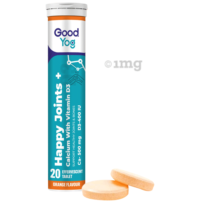 Good Yog Happy Joints + Calcium with Vitamin D3 Effervescent Tablet Orange