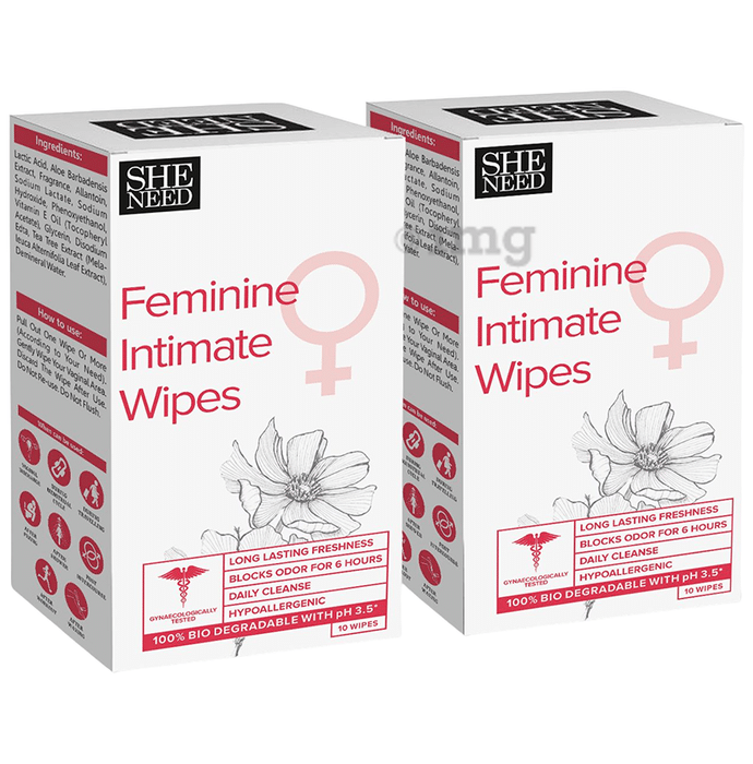 SheNeed Feminine Intimate Wipes (10 Each)