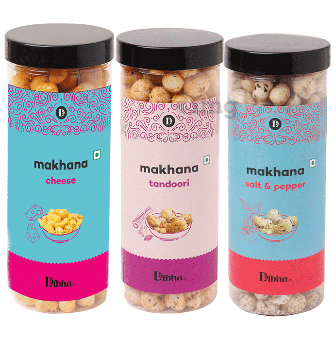 Dibha Cheese Makhana, Salt & Pepper Makhana Tandoori Makhana ( 100gm Each )