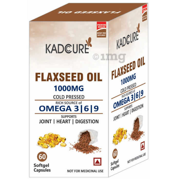 Kadcure Flaxseed Oil 1000mg Cold Pressed Soft Gel Capsule