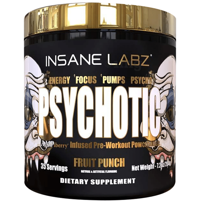 Insane Labz Psychotic Gold Infused Pre-Workout Power House Powder Fruit Punch