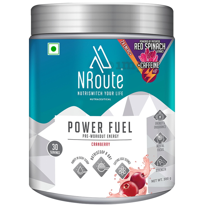 Nroute Power Fuel Pre-Workout Energy Powder Cranberry