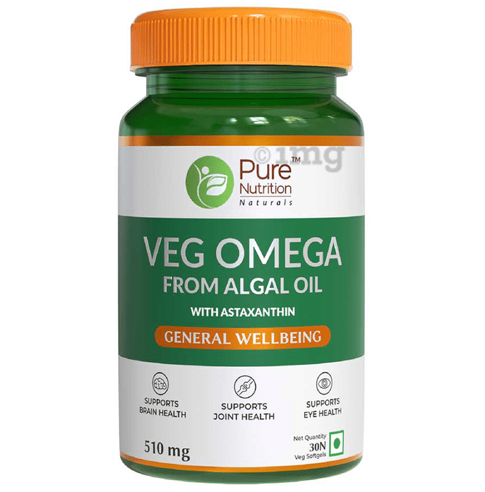 Pure Nutrition Veg Omega from Algal Oil with Astaxanthin Veg Softgel