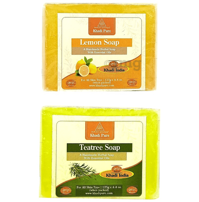 Khadi Pure Combo Pack of Lemon Soap & Teatree Soap (125gm Each)