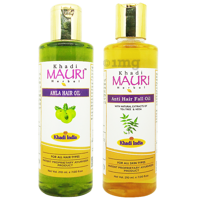 Khadi Mauri Herbal Combo Pack of Amla & Anti Hair Fall Hair Oil(210ml Each)