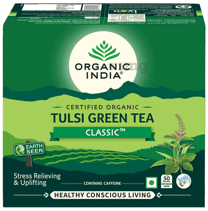 Organic India Tulsi Green Tea Infusion Bag (1.74gm Each) Classic