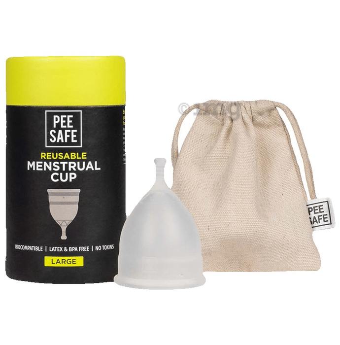 Pee Safe Reusable Menstrual Cup with Medical Grade Silicone for Women Large